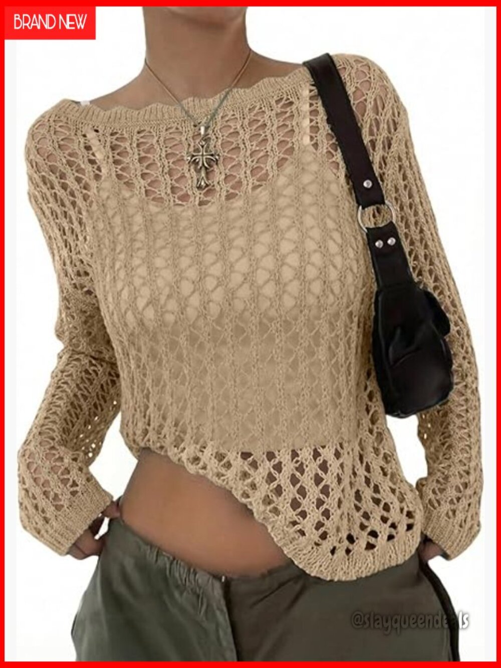 Off Shoulder Loose Knit Summer Sweater Coverup Long Sleeve Pullover